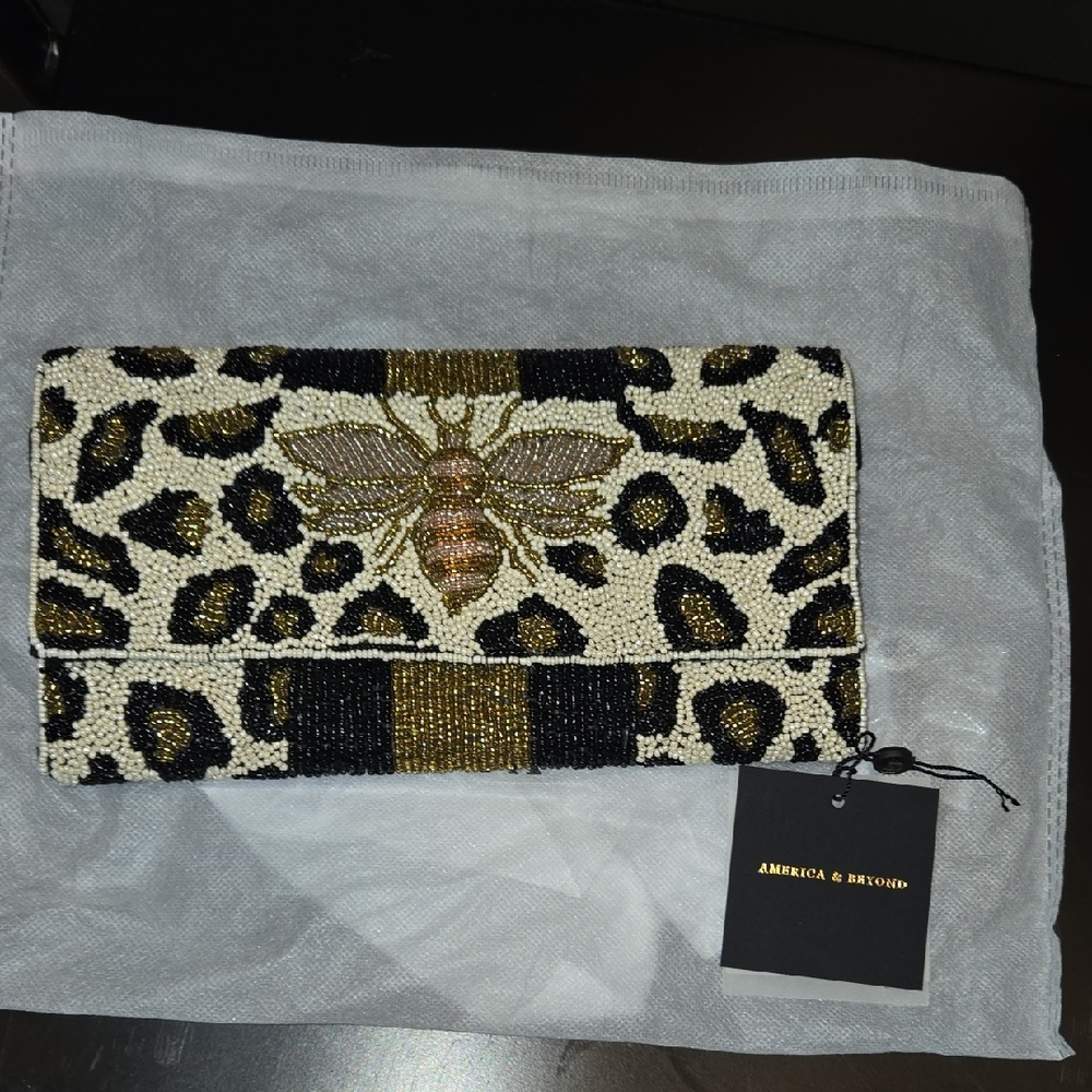 Leopard Beaded Clutch